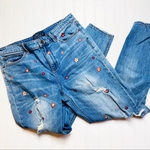 Lucky Brand Floral Distressed Skinnies Size 12